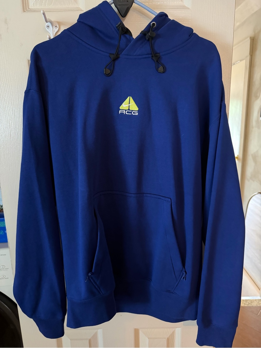 Nike ACG Royal Blue Pullover Hoodie with Neon Logo